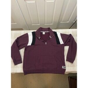 Victoria’s Secret PINK Sweatshirt Women's Maroon 1/4 Zip Pullover size medium